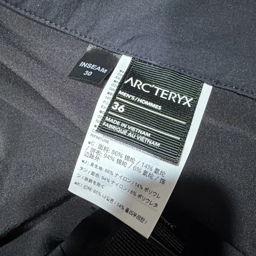 NEW Arcteryx Lefroy Pant Men 36x30 Black Lightweight Nylon Stretch Hiking Cargo